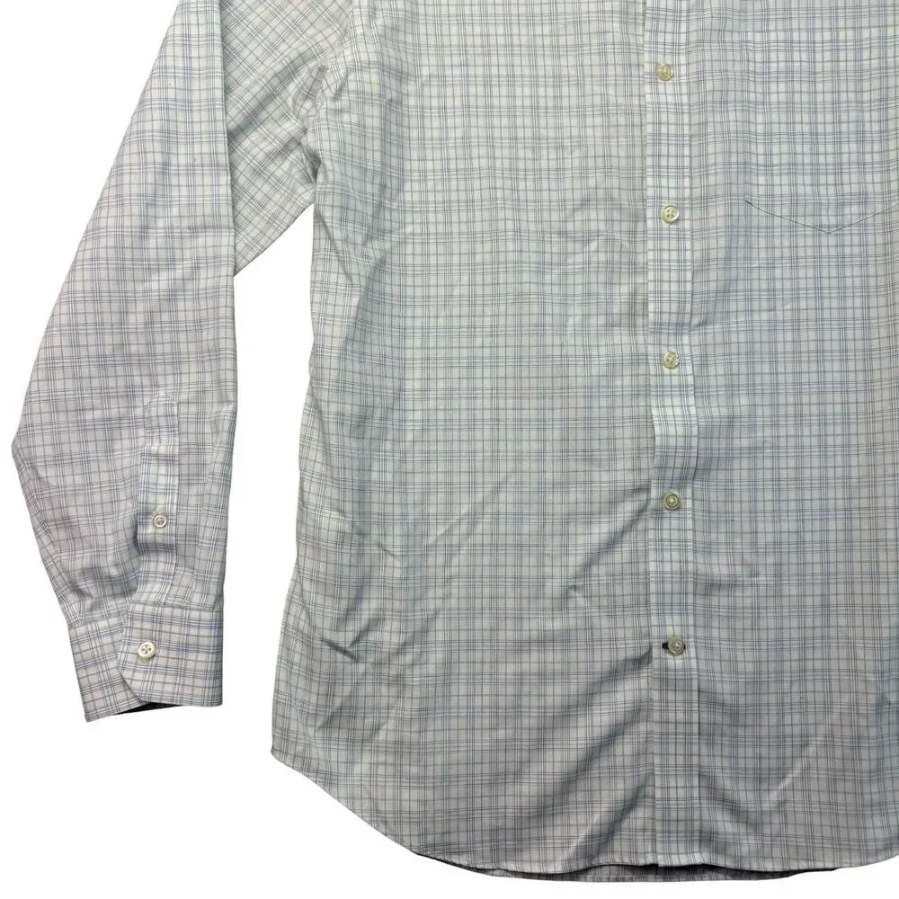 Banana Republic Shirt Men's Large White Blue Non Iron Classic Fit Button Up Top